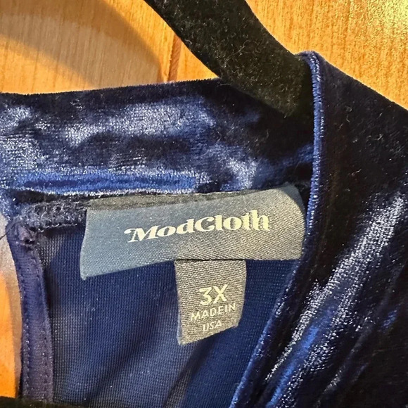 Modcloth Royal Blue Velvet Mini Shift Dress Retro Holiday Party Lux Soft 3X Plus - Picture 6 of 10